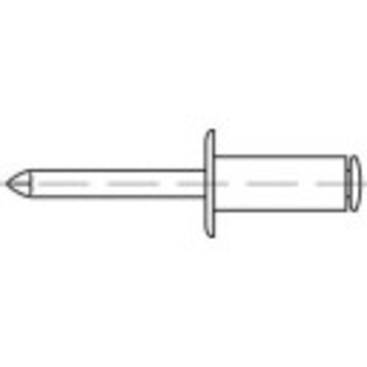 TOOLCRAFT Blindniete Aluminium Stahl Flachkopf DIN 7337 6 mm 30 mm 250 Stück - 4053199310364