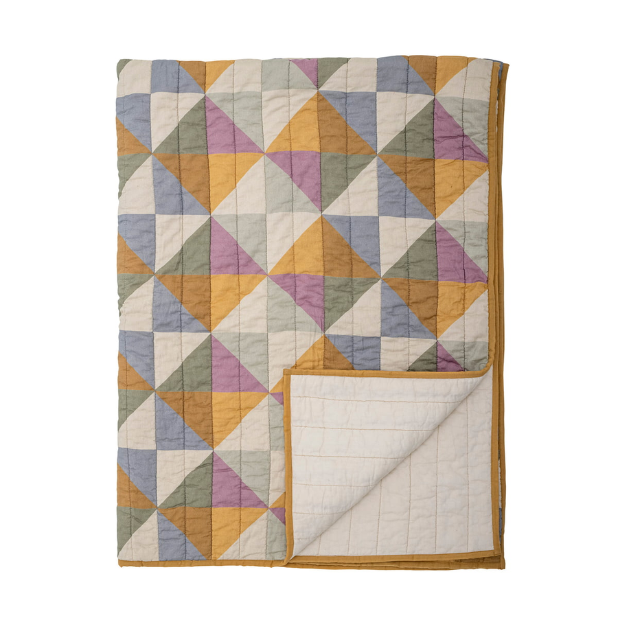 Bloomingville Decke Quilt Crewe Gesteppte Gelb Bett Garten Sofadecke Geometrisch B-Ware - 5711173322558