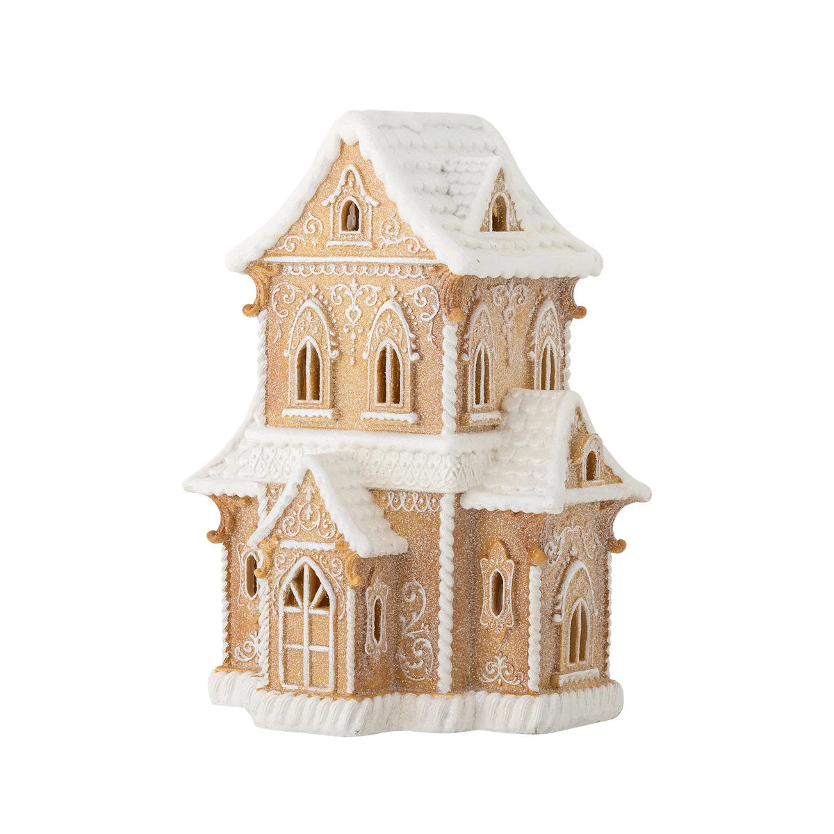 Bloomingville Dekohaus Häuschen Weihnachtsdekoration Licht braun Polyresin 37cm - 5711173346691
