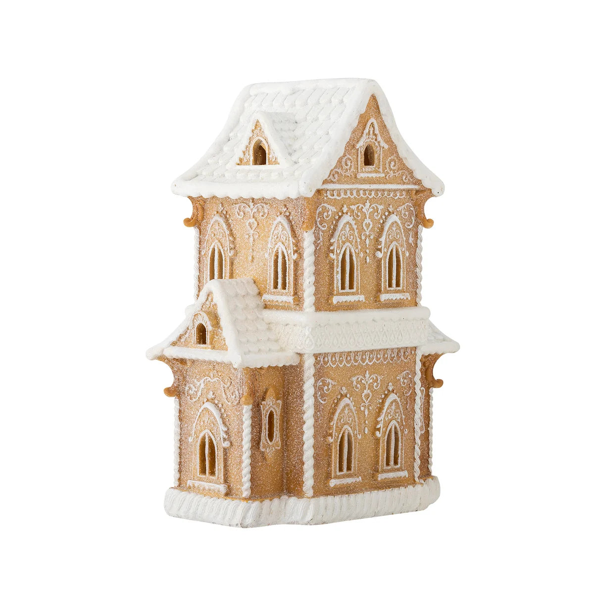 Bloomingville Dekohaus Häuschen Weihnachtsdekoration Licht braun Polyresin 37cm - 5711173346691