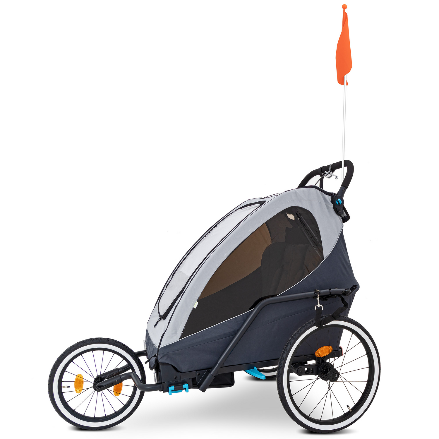 B.O. Start Klar Fahrradanhänger Anhänger Kinderwagen Grau Bis Zu Zwei Kinder B-Ware - 745110863427
