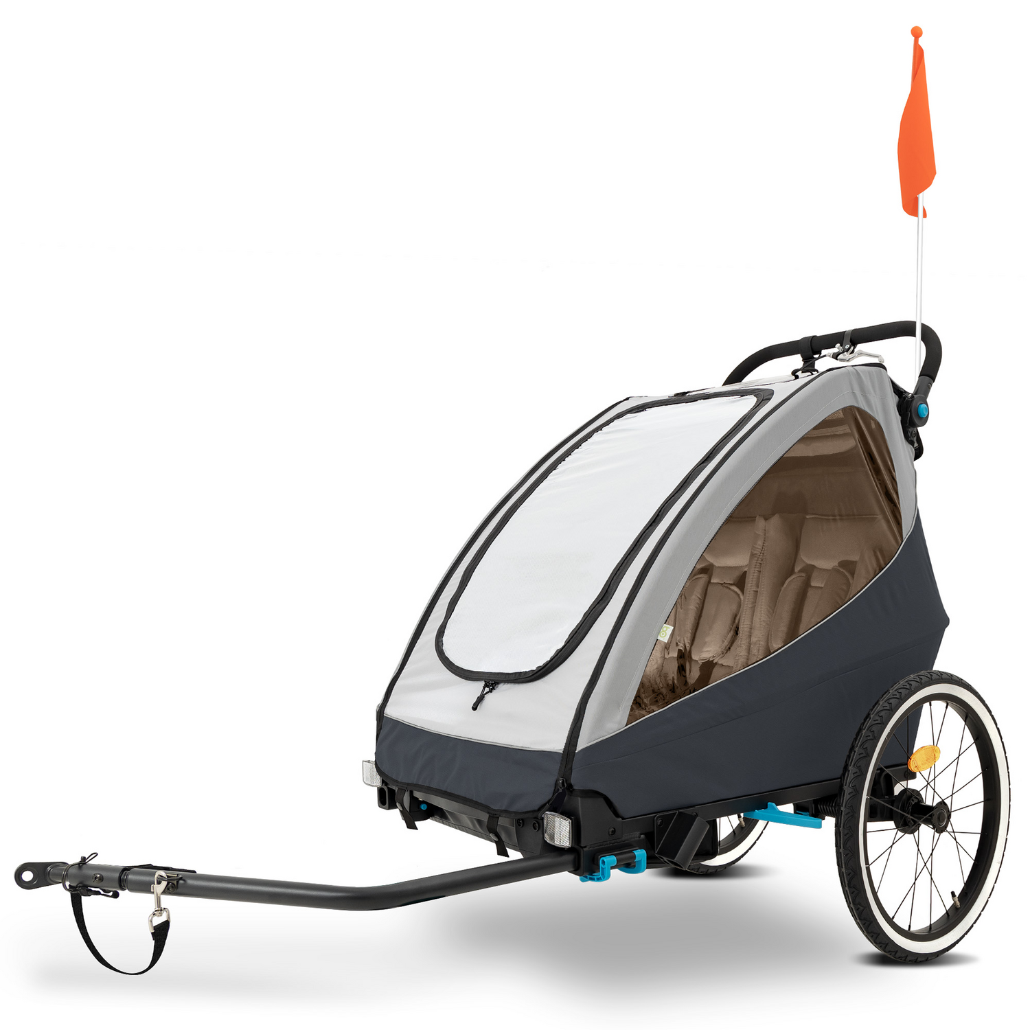 B-Ware B.O. Start Klar Fahrradanhänger Anhänger Kinderwagen Grau Bis Zu Zwei Kinder