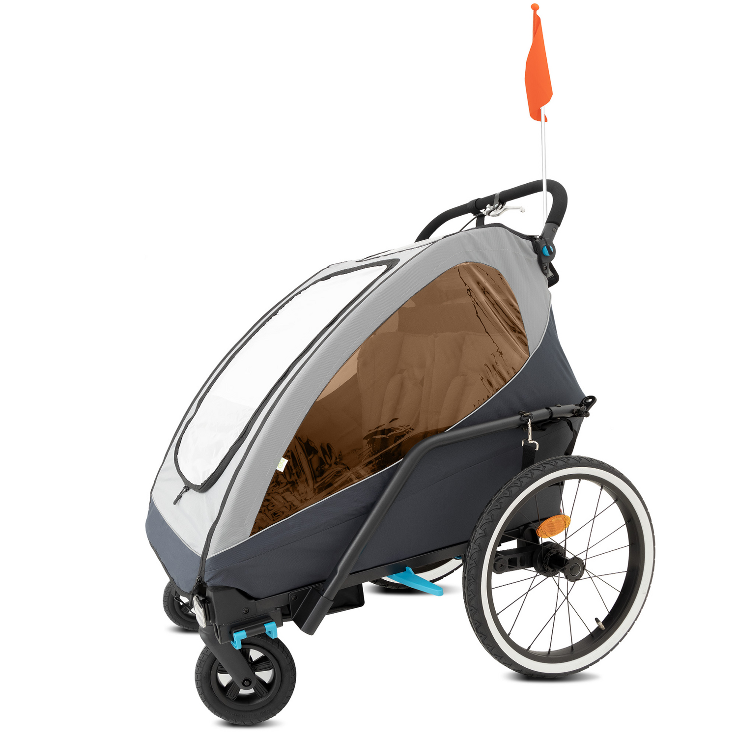 B-Ware B.O. Start Klar Fahrradanhänger Anhänger Kinderwagen Grau Bis Zu Zwei Kinder