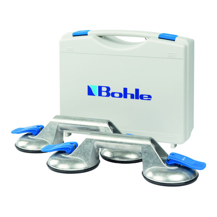 B-Ware Bohle Veribor Saugheber Set Vakuumheber Glasheber Silber Blau Koffer 2 Stück - 4010122110040