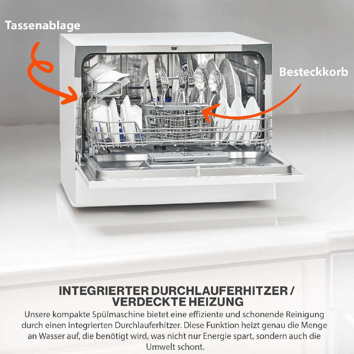 Bomann TSG 7404 Mini Geschirrspüler Tischgeschirrspüler Frontlader 550mm - 4004470740400