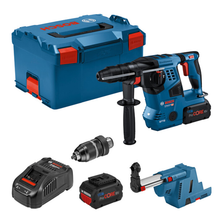 B-Ware Bosch Akku Bohrhammer Schlagbohrer Gbh 18 V 28 Cf Sds Plus Staubabsaugung Blau  - 4059952611709