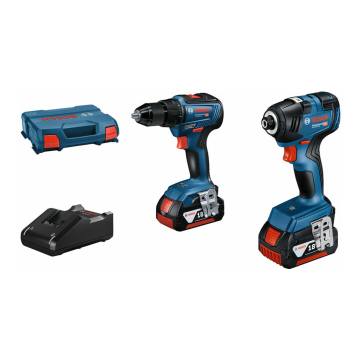 B-Ware Bosch Combo Kit Set Werkzeugakku Gdr 18 V 200 Gsr 18 V 55 2x4 Ah Ladegerät L Case