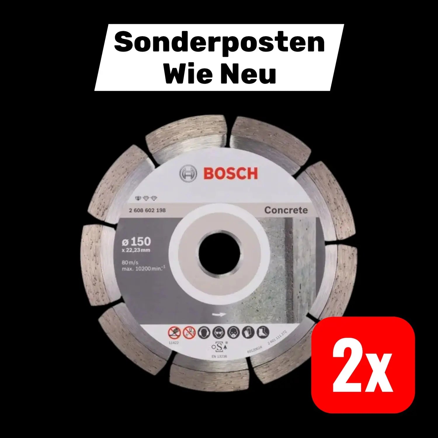 B-Ware Bosch Diamanttrennscheibe Trennblatt Beton Winkelschleifer 150mm 22 23   2 Stück - 3165140441261
