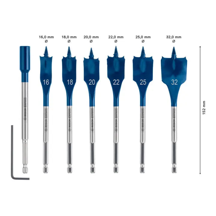 B-Ware Bosch Flachfräsbohrer Set Flachbohrer Holzbohrer Self Cut Speed Holz 7 Teilig - 4059952534084