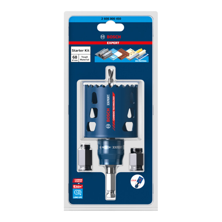Bosch Lochsäge Set Starter Kit Tough Material 68x60mm Drehbohrer Schlagbohrer B-Ware - 4059952535968