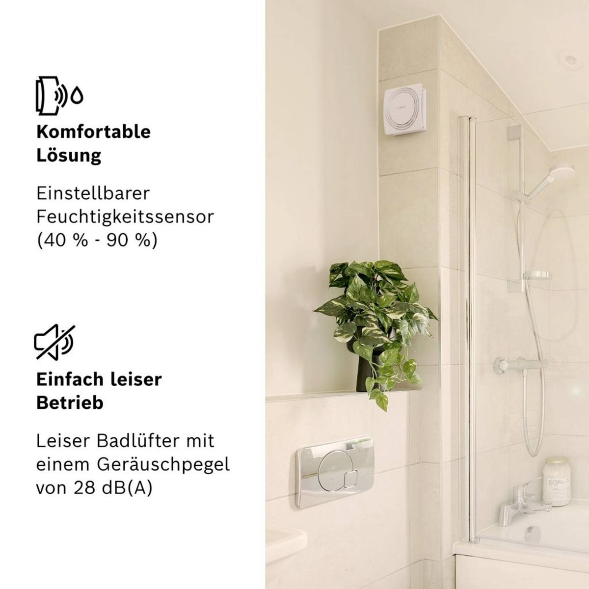 Bosch Home Comfort FAN 1900 W100 DH Wand- und Deckenlüfter 230 V 75.4 m³/h 100 m - 4062321994518