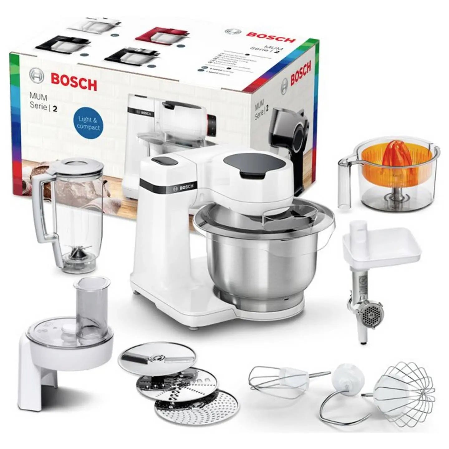 B-Ware Bosch Haushalt Mums2 Ew40 Küchenmaschine Mixer Küchenhelfer 700 W Weiß Edelstahl - 4242005252343