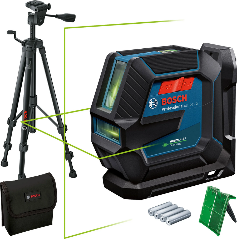 Bosch Linienlaser Messwerkzeug Lasergerät Gll 2 15 G Grün Baustativ Set B-Ware - 4059952511061