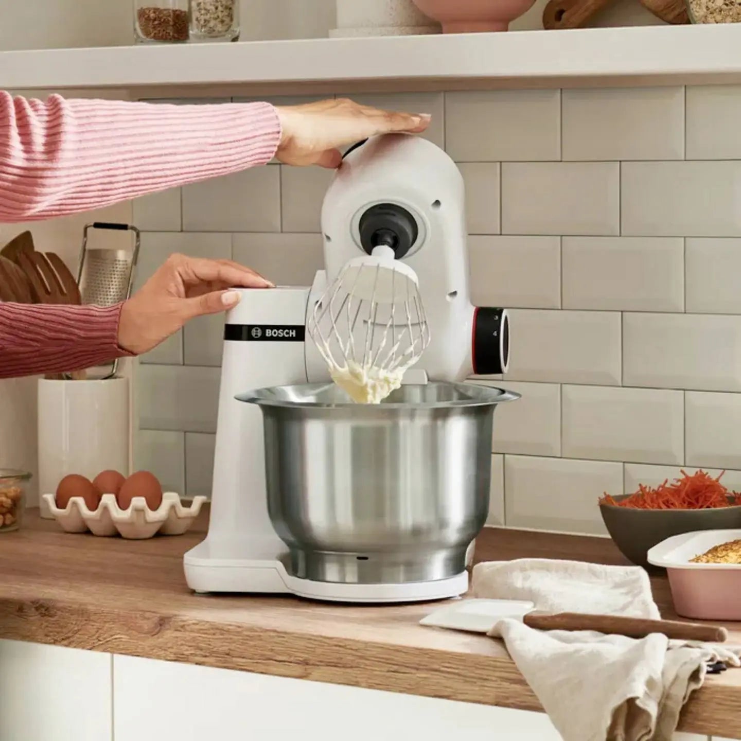 B-Ware Bosch Haushalt Mums2 Ew40 Küchenmaschine Mixer 700 W Weiß Edelstahl Siehe Text - 4242005252343