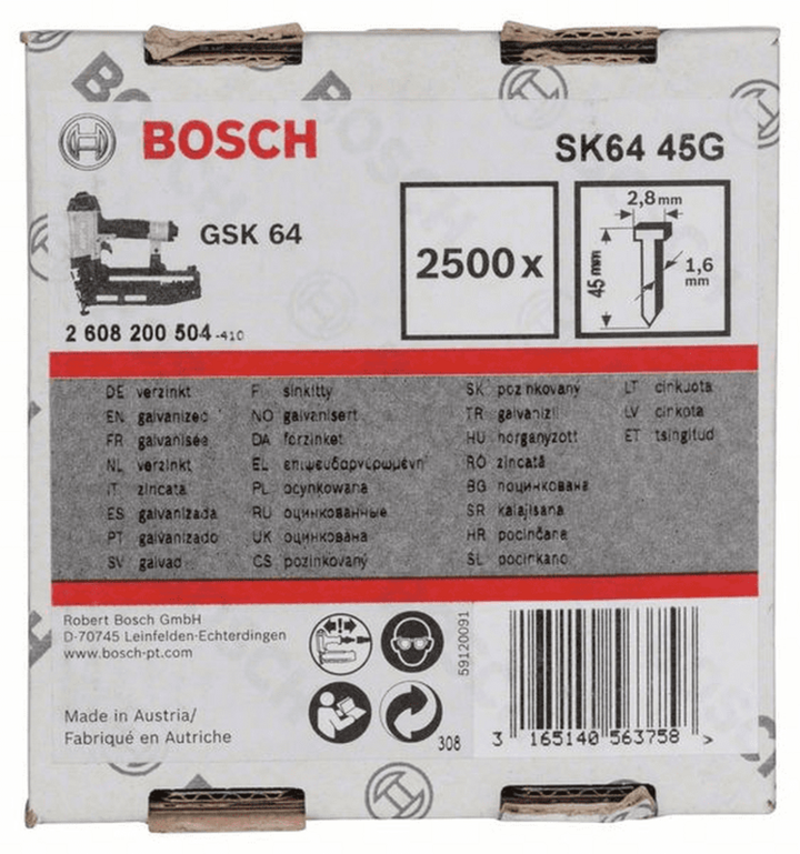 Bosch Senkkopf Stift Nagel Sk64 45 G 1 6 Mm 45 Mm 5000er B-Ware - 3165140563758