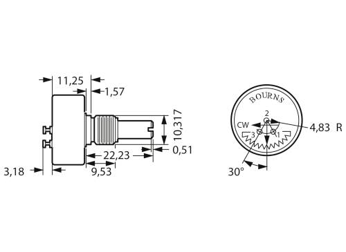 Bourns 6639 S 1 103 Leitplastik Potentiometer Regler 10 Kω 1 W 1 St Schwarz   B-Ware - 2050009631963