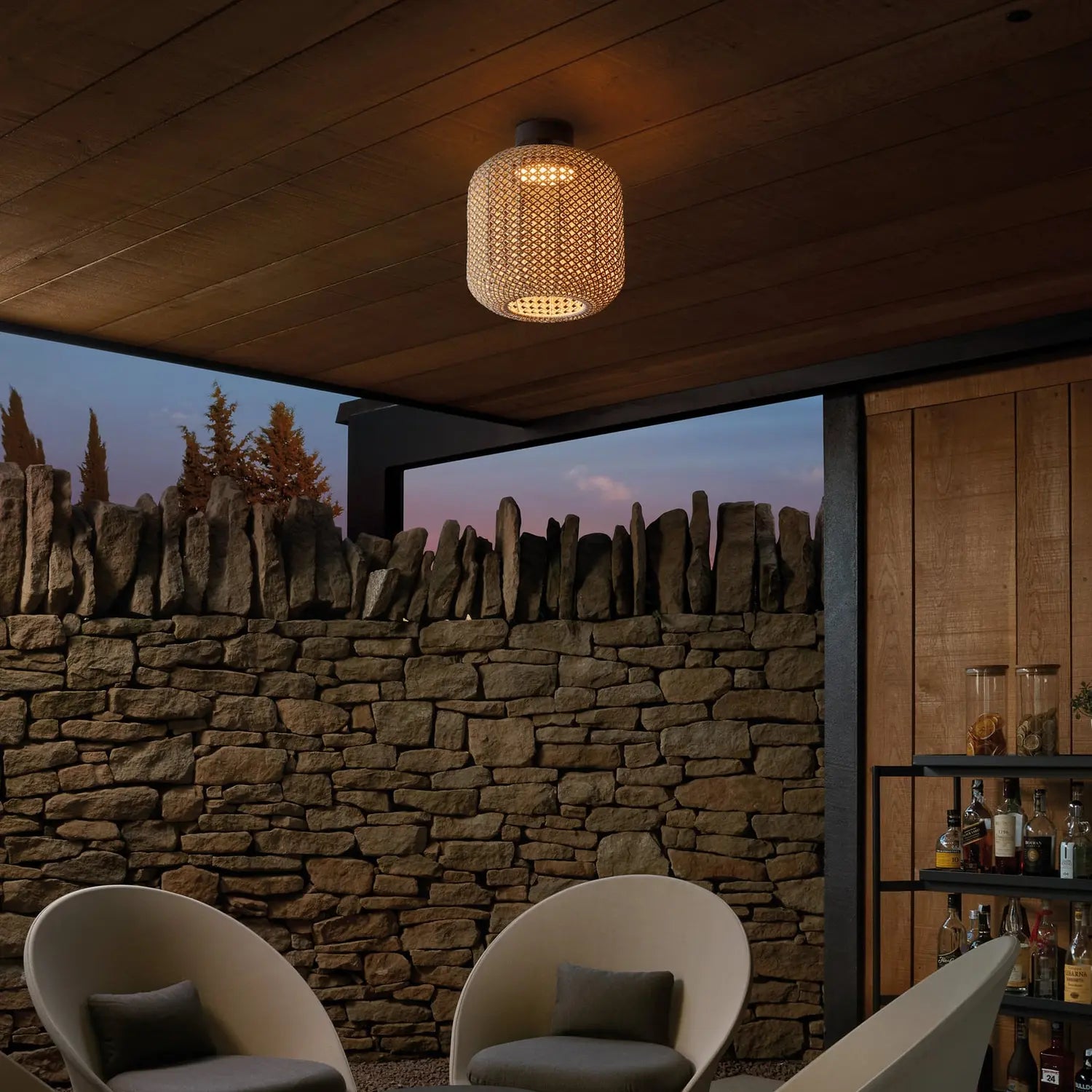 B-Ware Bover Deckenleuchte Außenlampe Led Nans Flechtgewebe Braun Outdoorleuchte  - 8435493704067