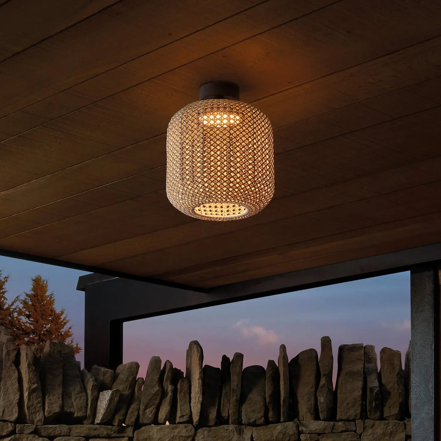 B-Ware Bover Deckenleuchte Außenlampe Led Nans Flechtgewebe Braun Outdoorleuchte  - 8435493704067