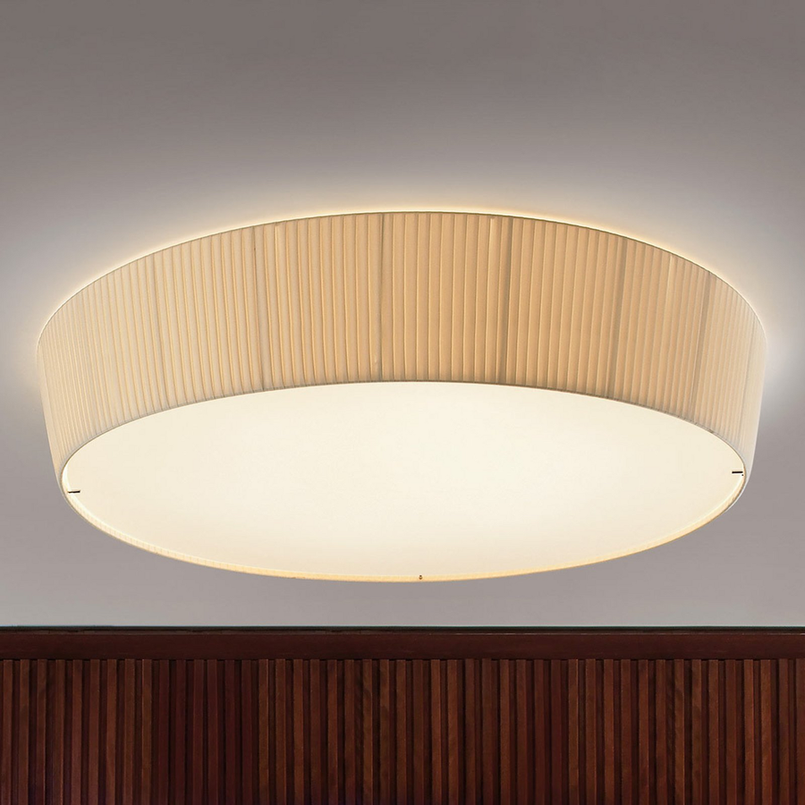 Bover Deckenlampe Leuchte Plafonet Textillampe Creme Band 95 Cm E27 Rund B-Ware - 8436047308571