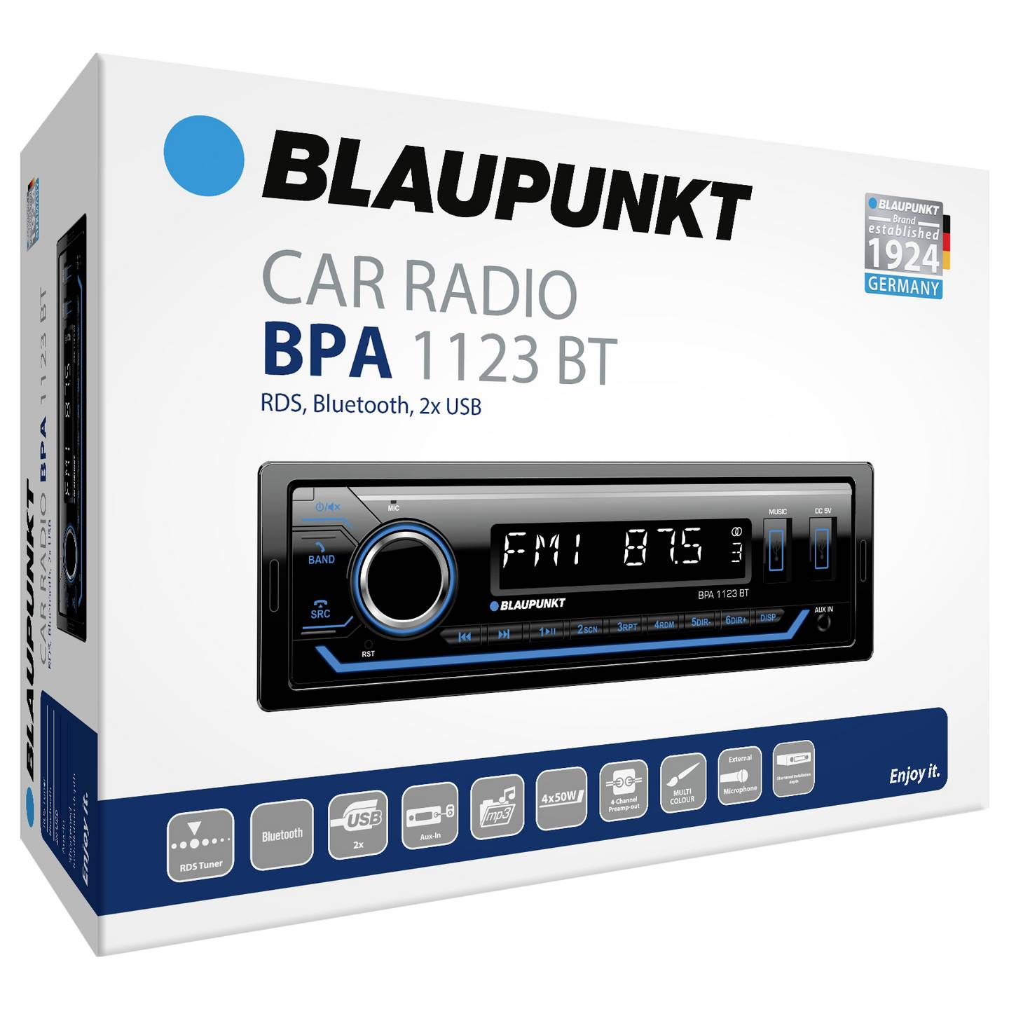 B-Ware Blaupunkt Bpa 1123 Bt Autoradio Stereo Radio Bluetooth Mp3 Player Usb Blau434