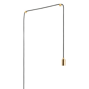 B-Ware Tala Brass Plug In Pendelleuchte Hängelampe E27 Schwarz Messing Textilkabel Led