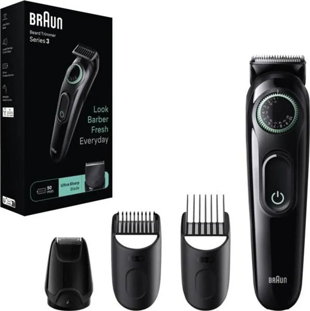 B-Ware Braun Bt3421 Bartschneider Trimmer Barttrimmer Schwarz Präzisionsrad 40 Stufen