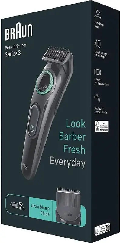 B-Ware Braun Bt3421 Bartschneider Trimmer Barttrimmer Schwarz Präzisionsrad 40 Stufen