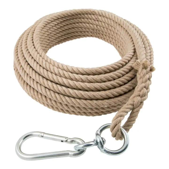 B-Ware Braun Seil Hanfseil Tau Handaufzugseil Beige Karabiner Wirbel 20m 69kg Last  - 4031639197607