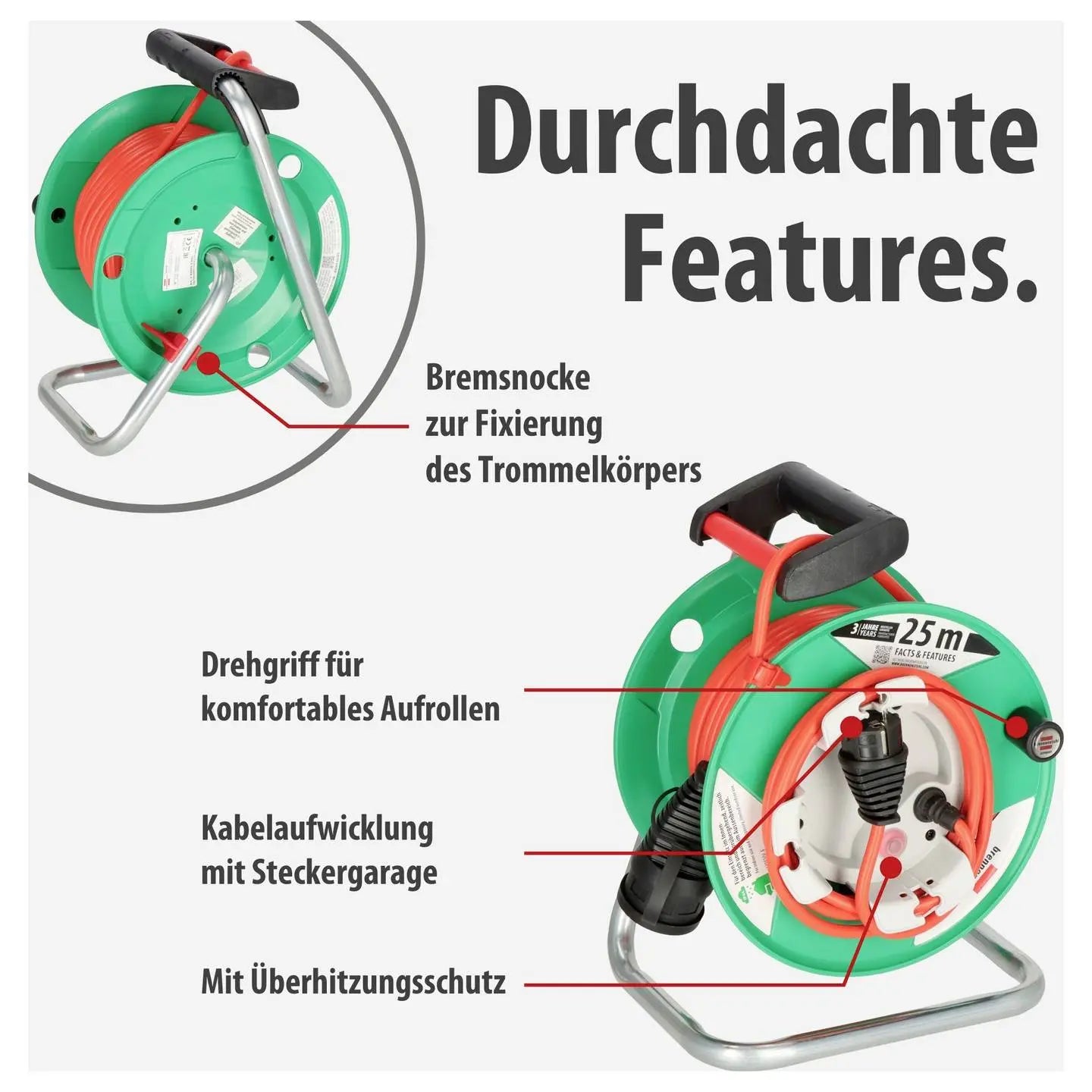 B-Ware Brennenstuhl Kabeltrommel Verlängerungskabel 23m Garant G240 Außenbereich Garten - 4007123667550