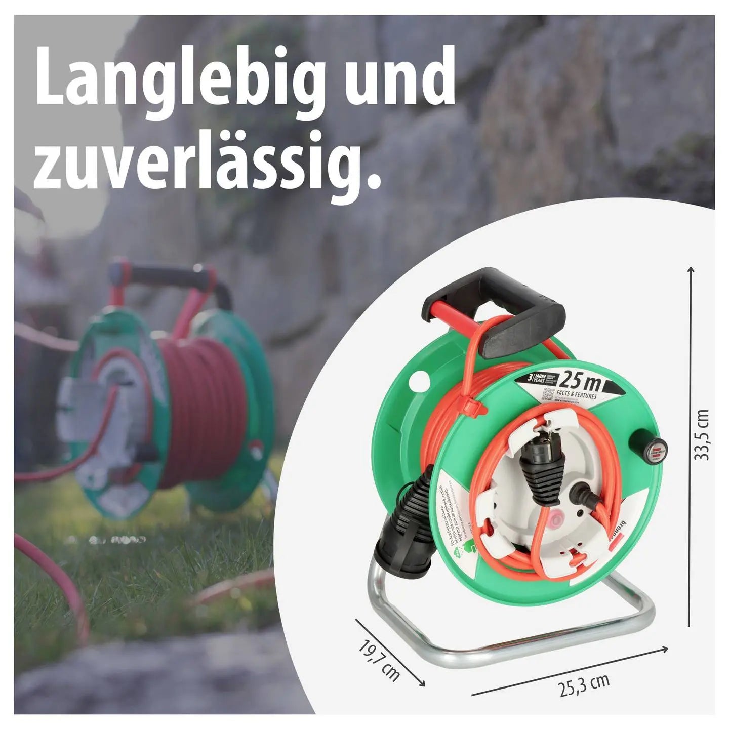 B-Ware Brennenstuhl Kabeltrommel Verlängerungskabel 23m Garant G240 Außenbereich Garten - 4007123667550