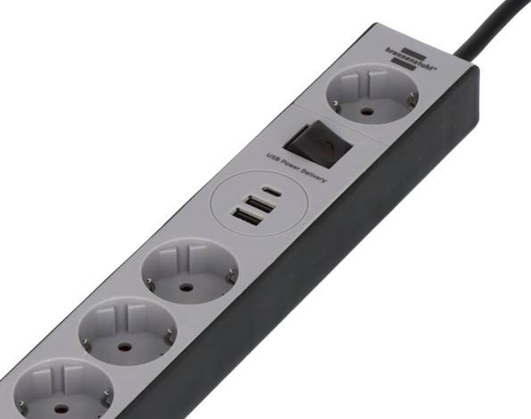 Brennenstuhl 9123020538 Steckdosenleiste Mit Schalter Schwarz/Grau Schutzkontakt B-Ware