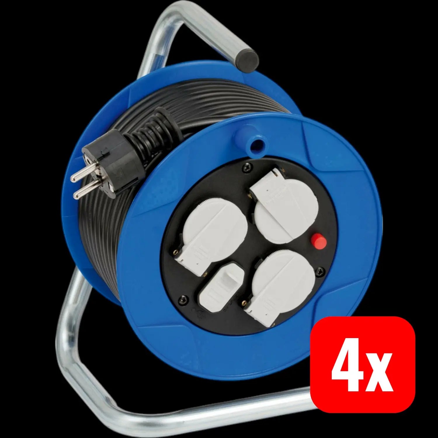 B-Ware Brennenstuhl Kabeltrommel Verlängerung Kabel 15m Schwarz Schutzkontakt 4 Stück - 4007123661800