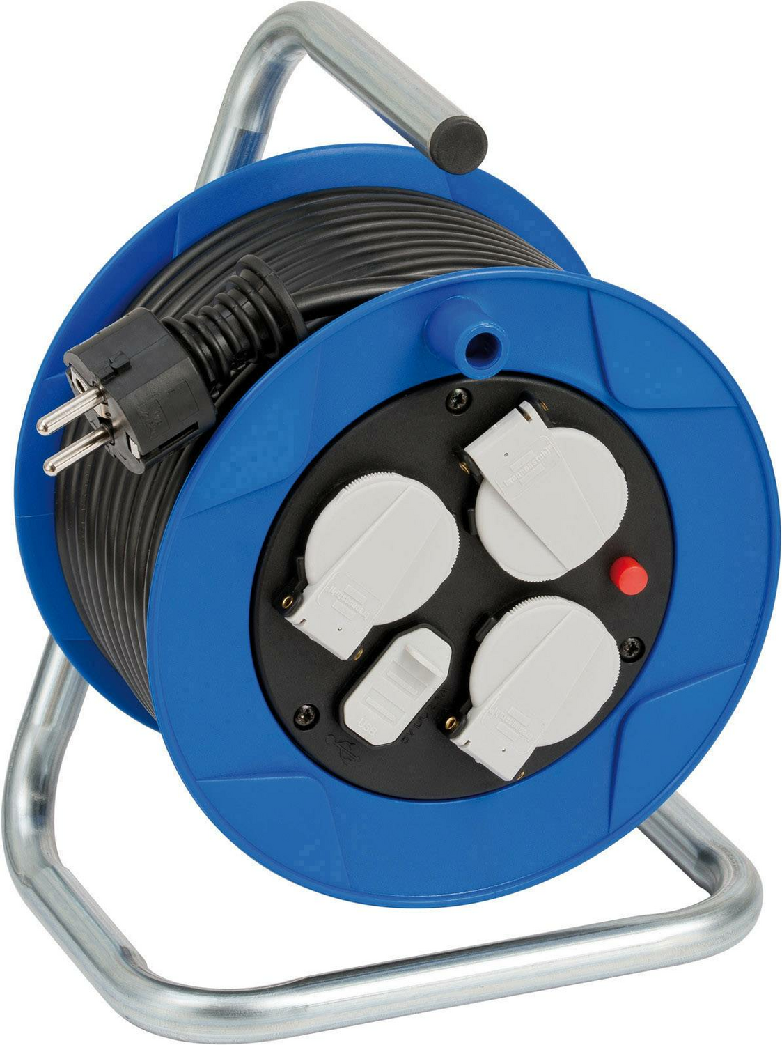 B-Ware Brennenstuhl Kabeltrommel Verlängerung Kabel 15m Schwarz Schutzkontakt 4 Stück - 4007123661800