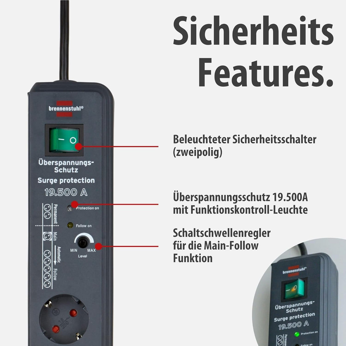 Brennenstuhl Secure-Tec Steckdosenleiste 8-fach mit Überspannungsschutz - 4007123611867