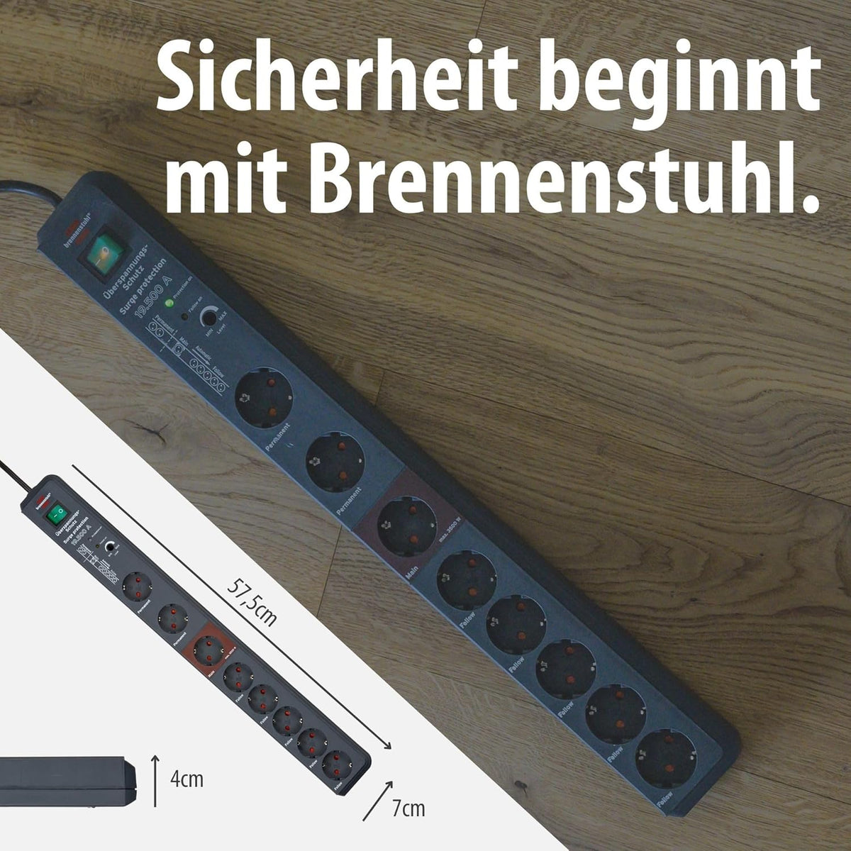 Brennenstuhl Secure-Tec Steckdosenleiste 8-fach mit Überspannungsschutz - 4007123611867