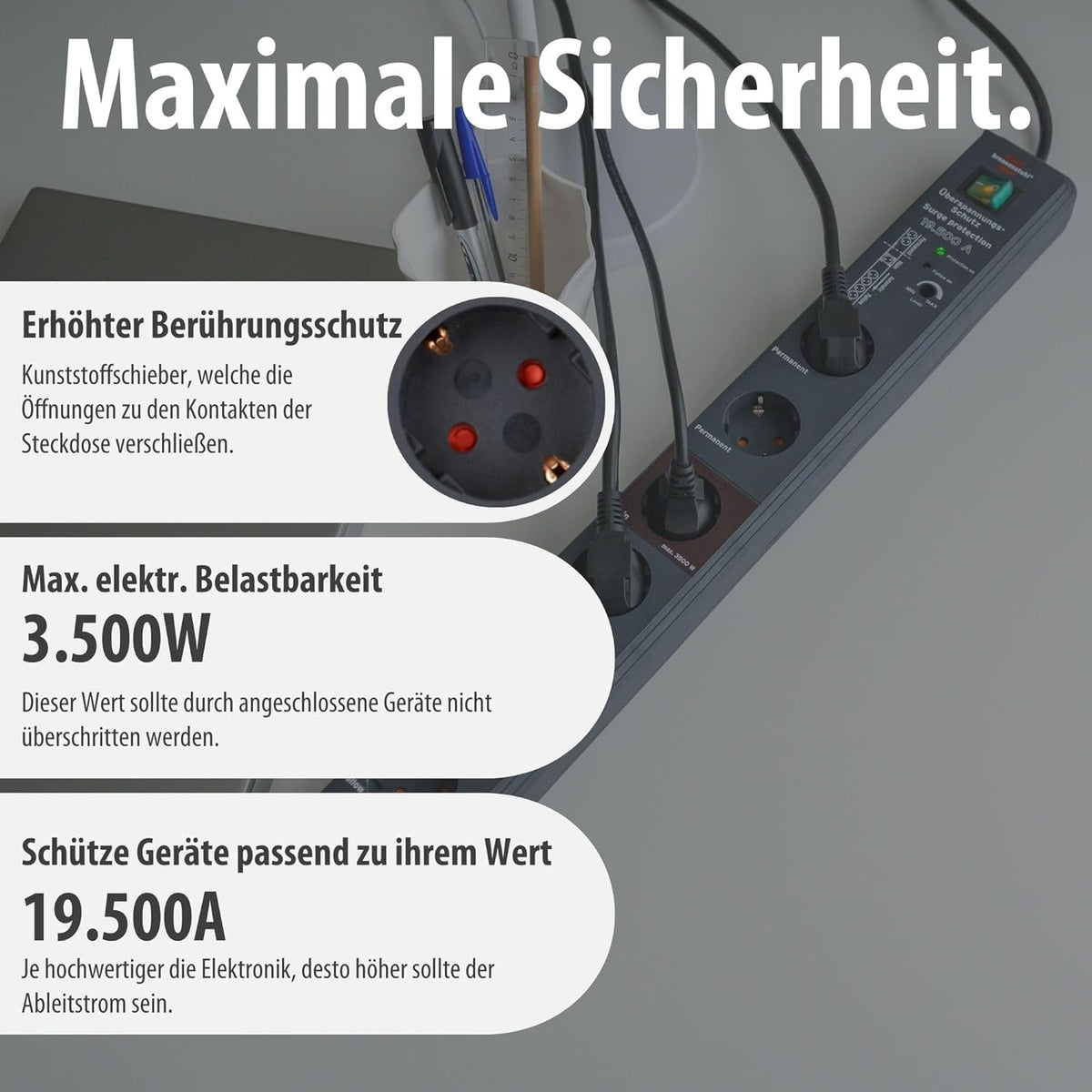 Brennenstuhl Secure-Tec Steckdosenleiste 8-fach mit Überspannungsschutz - 4007123611867