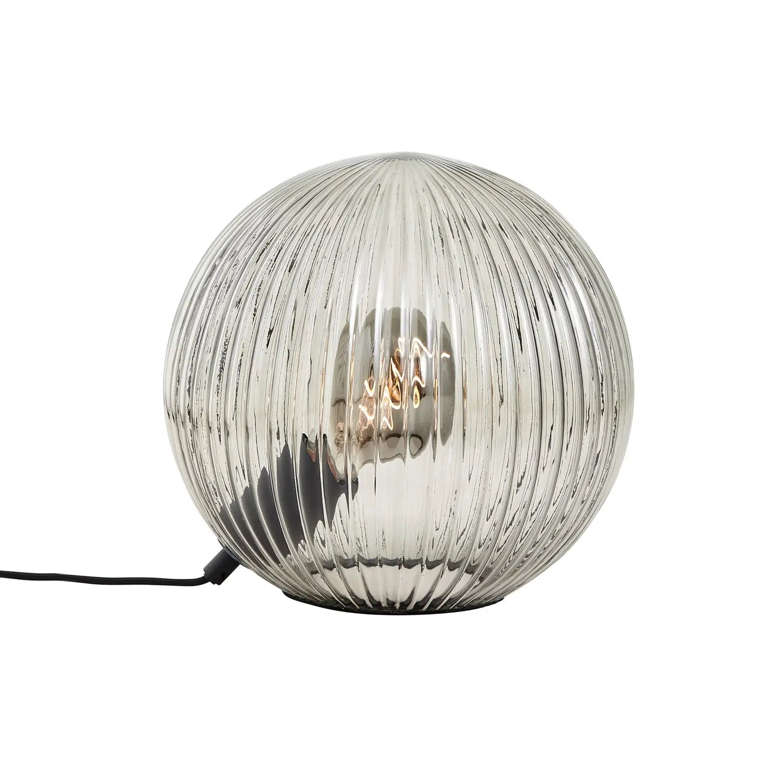 B-Ware Brilliant Glas Tischlampe Leuchte Tischlampe Belado Schwarz Rauchgrau Geriffelt - 4004353428425