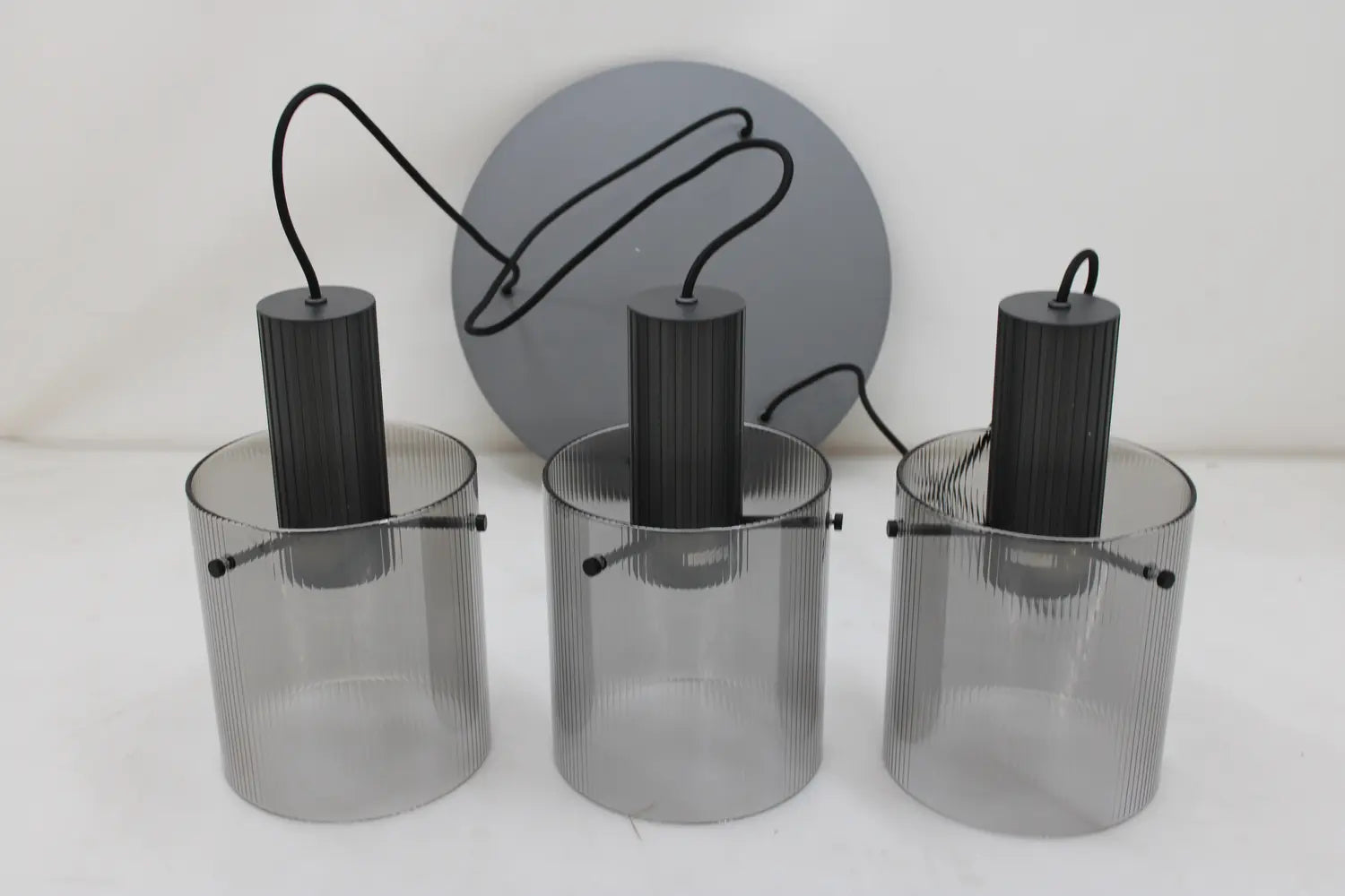 B-Ware Brilliant Riffelini Hängelampe Pendelleuchte Glas Rauchgrau Designer Lampe - 4004353447075