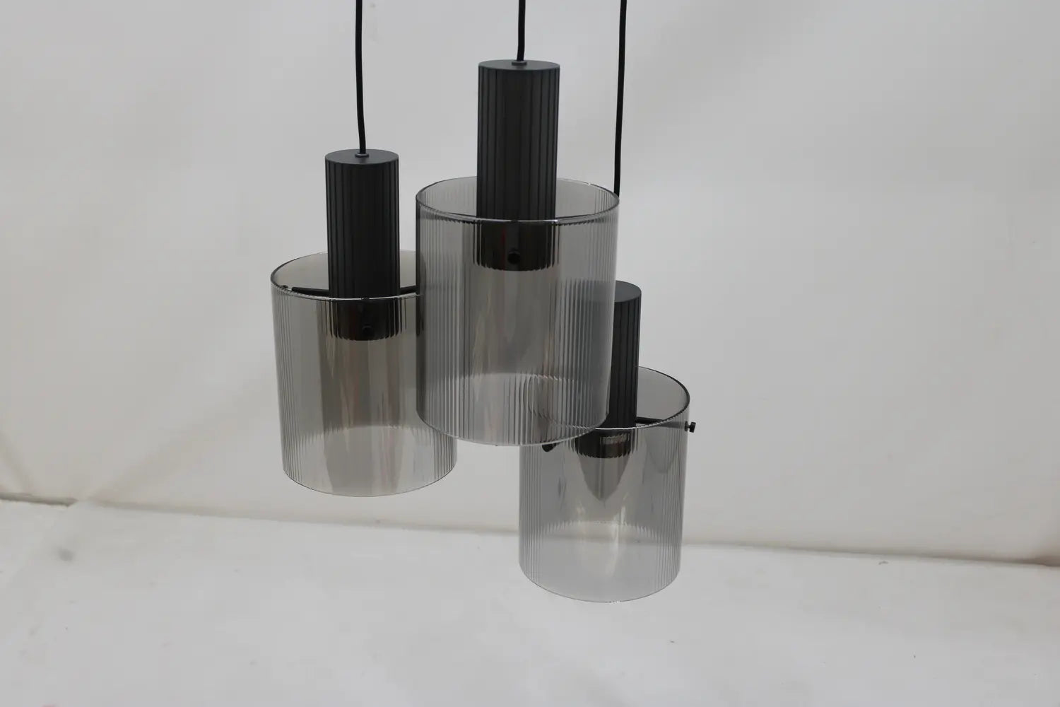 B-Ware Brilliant Riffelini Hängelampe Pendelleuchte Glas Rauchgrau Designer Lampe - 4004353447075