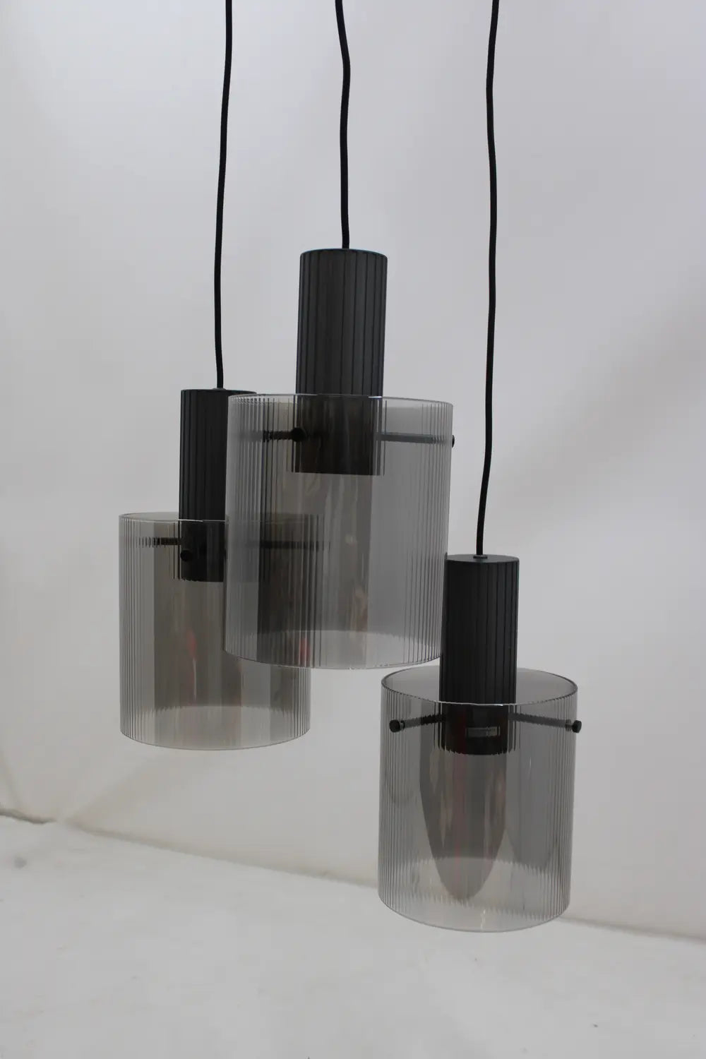B-Ware Brilliant Riffelini Hängelampe Pendelleuchte Glas Rauchgrau Designer Lampe - 4004353447075