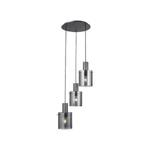 B-Ware Brilliant Riffelini Hängelampe Pendelleuchte Glas Rauchgrau Designer Lampe - 4004353447075
