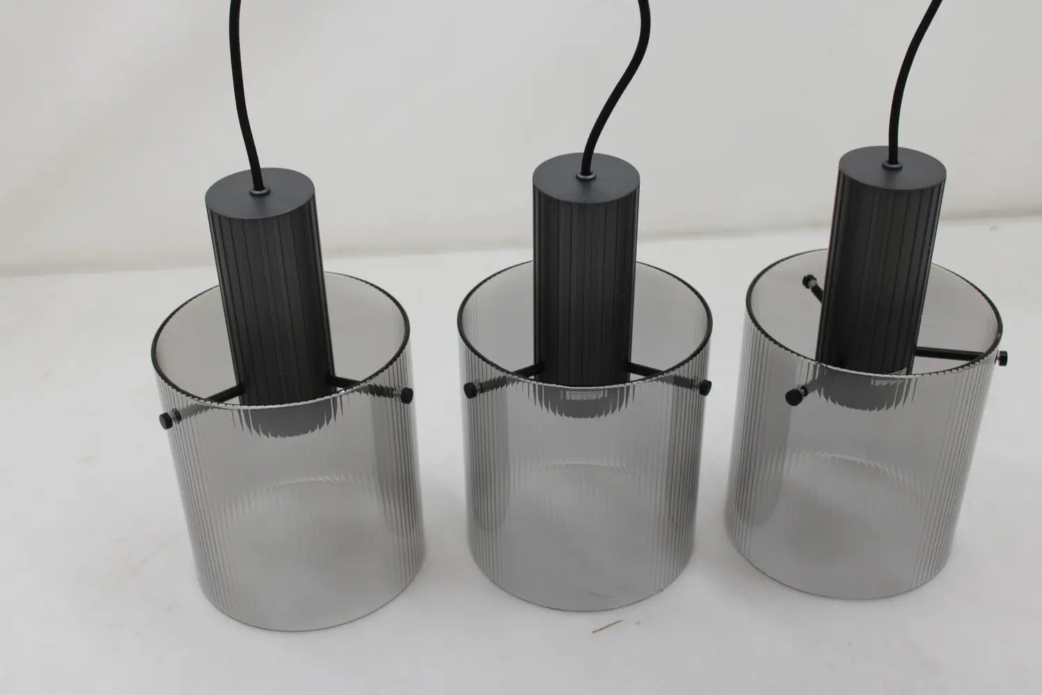 B-Ware Brilliant Riffelini Hängelampe Pendelleuchte Glas Rauchgrau Designer Lampe - 4004353447075