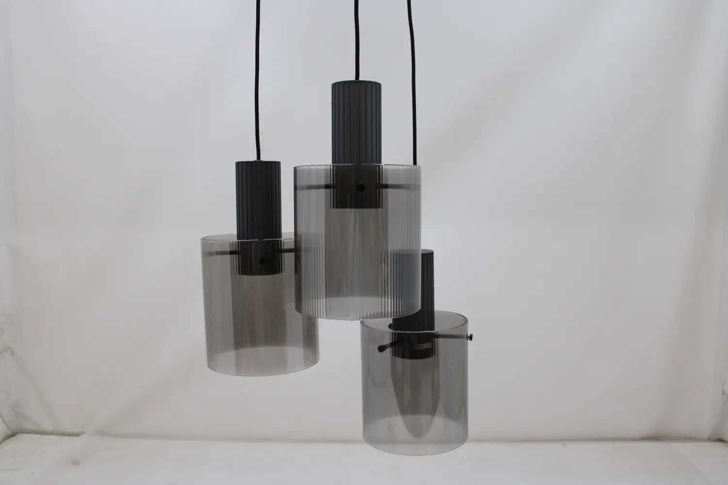 B-Ware Brilliant Riffelini Hängelampe Pendelleuchte Glas Rauchgrau Designer Lampe - 4004353447075