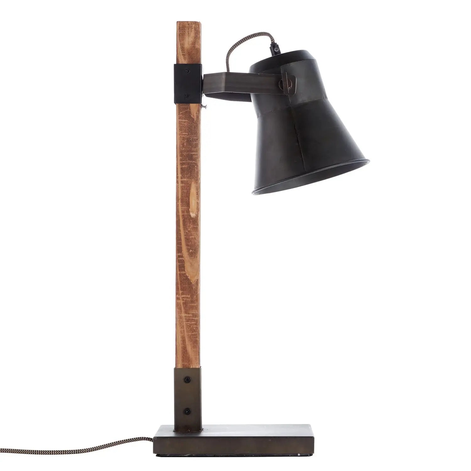 B-Ware Brilliant Tischleuchte Lampe Plow Schreibtischlampe Leuchte Schwarz/Holz Dunkel - 4004353359705