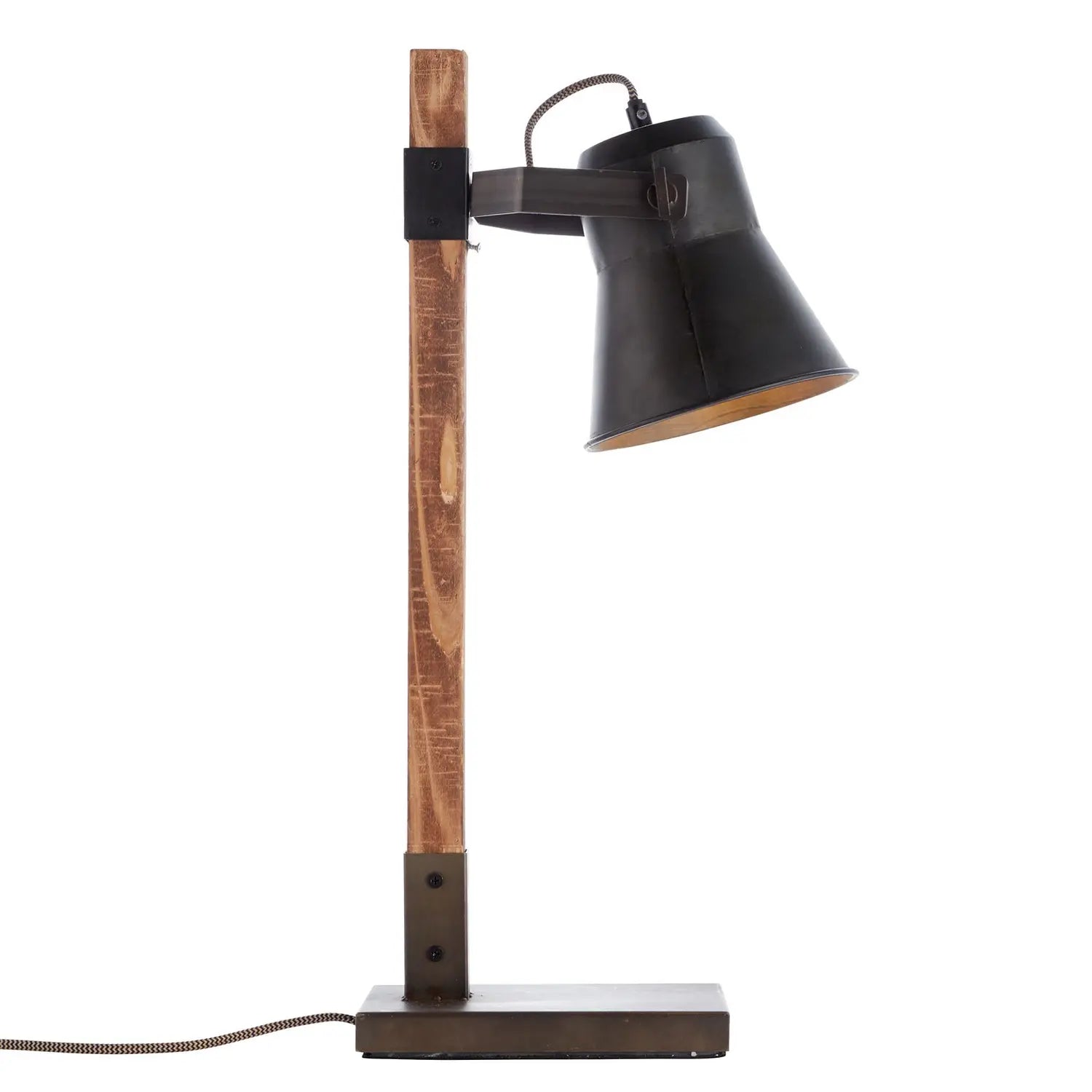 B-Ware Brilliant Tischleuchte Lampe Plow Schreibtischlampe Leuchte Schwarz/Holz Dunkel - 4004353359705