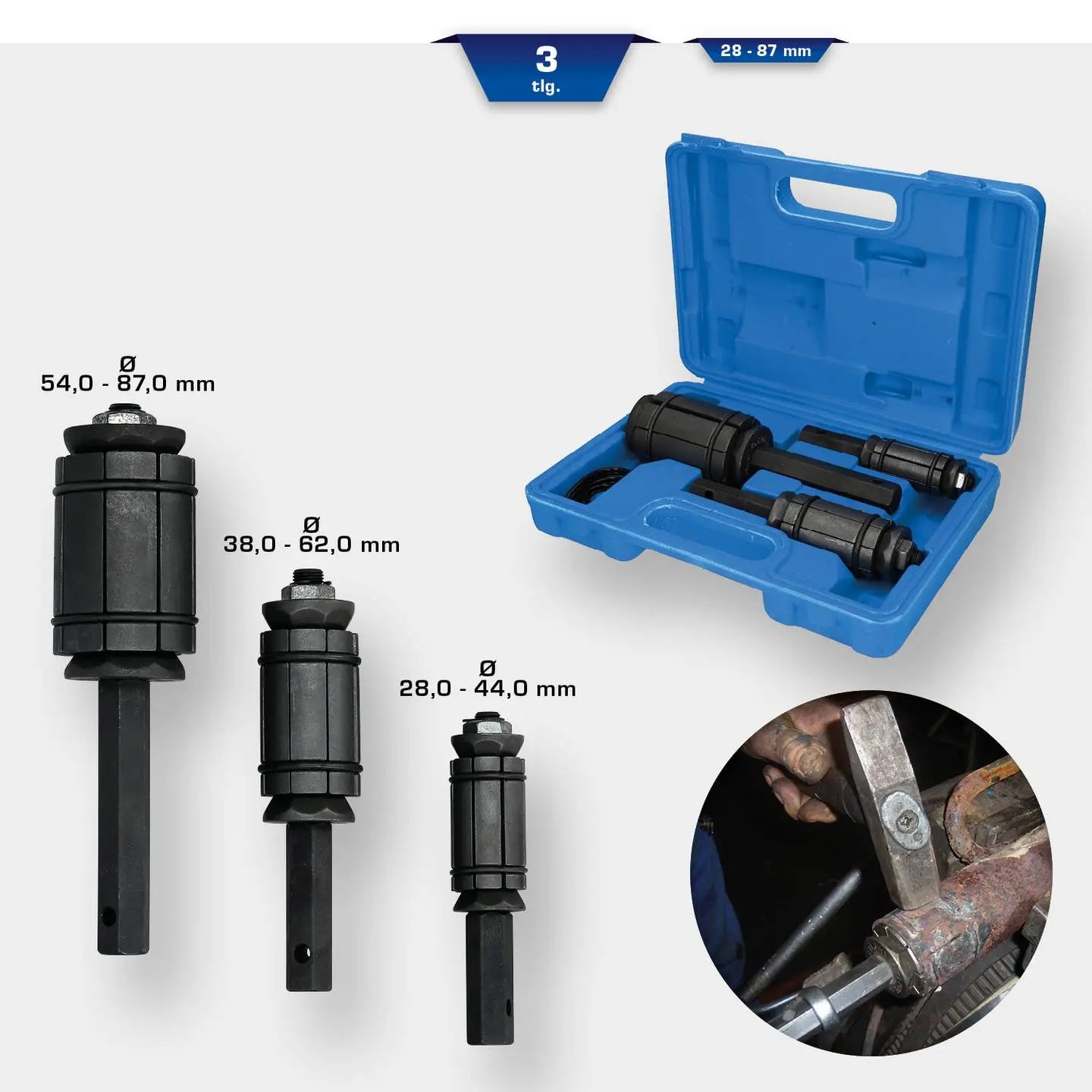 B-Ware Brilliant Tools Auspuffrohrformer Abgastrohr Ausbeulsatz Rohr Expander Set 3 Tlg - 4042146780763