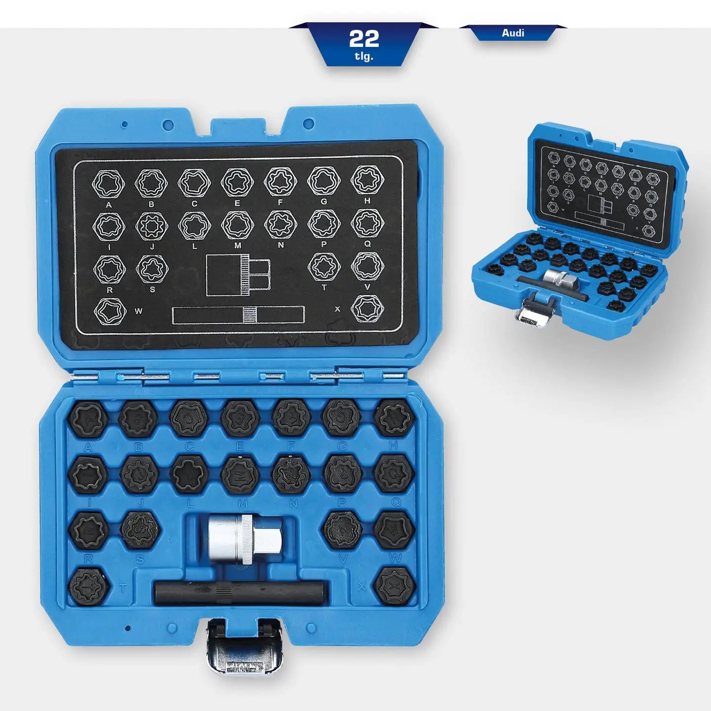 B-Ware Brilliant Tools Felgenschloss Sortiment Radmutter Lösewerkzeug Set Audi 22tlg - 4042146849149
