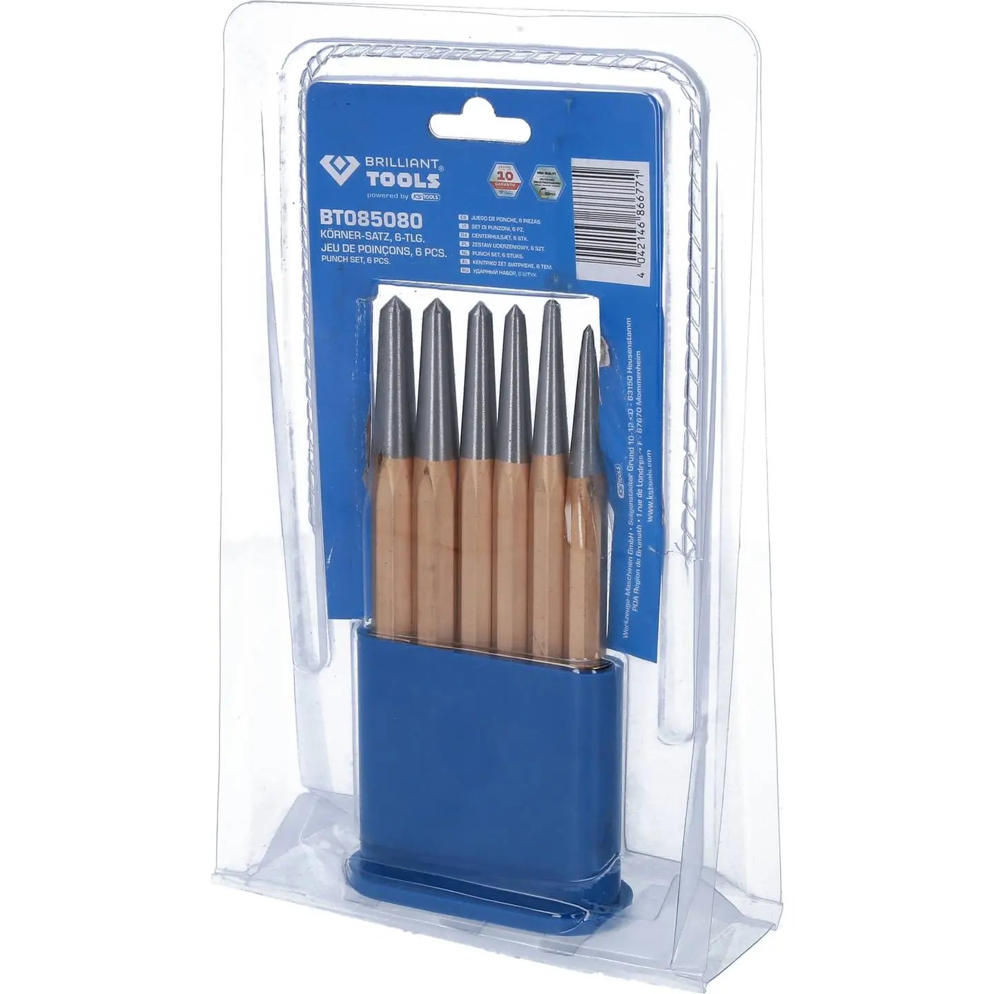 B-Ware Brilliant Tools Körner Satz Dorn Set Werkzeug Stahl 6tlg Kunststoffbox - 4042146866771