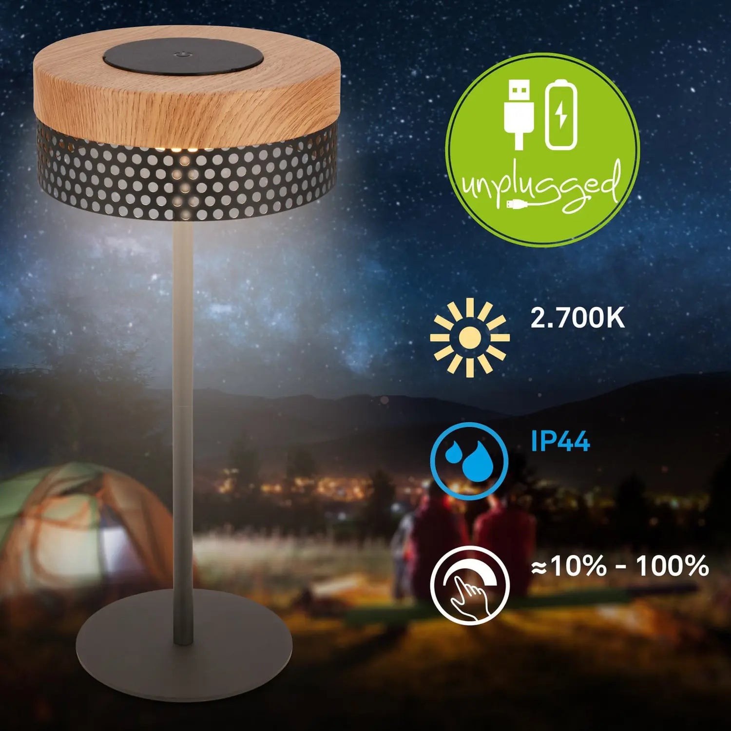 B-Ware Briloner Tischleuchte Led Lampe Akku Booha Metall Braun Ip44 Dimmbar Memory Usb - 4002707481515