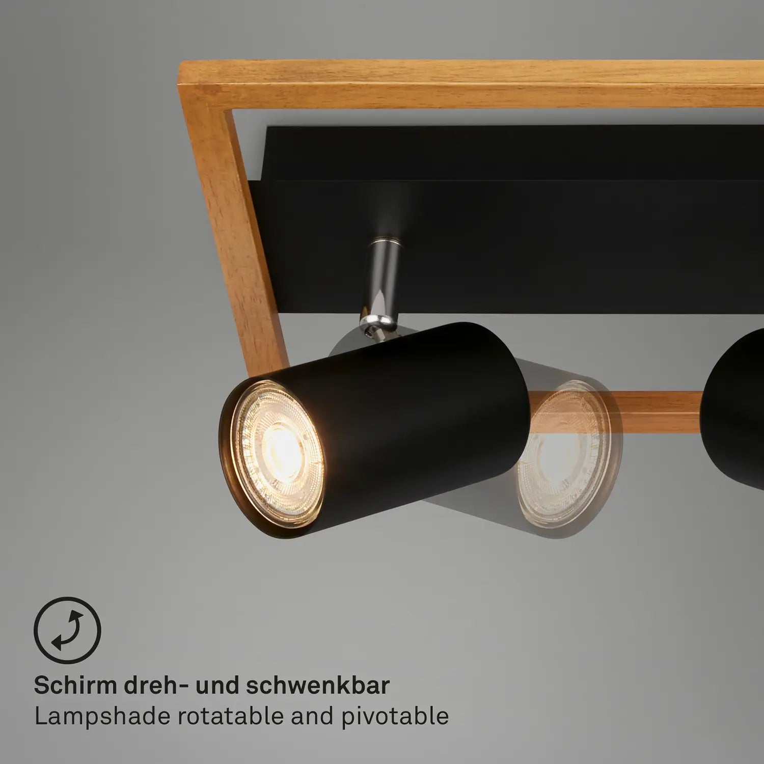 B-Ware Briloner Deckenspot Deckenstrahler Frey Holzrahmen Schwarz Leuchte 3 Flammig - 4002707445791